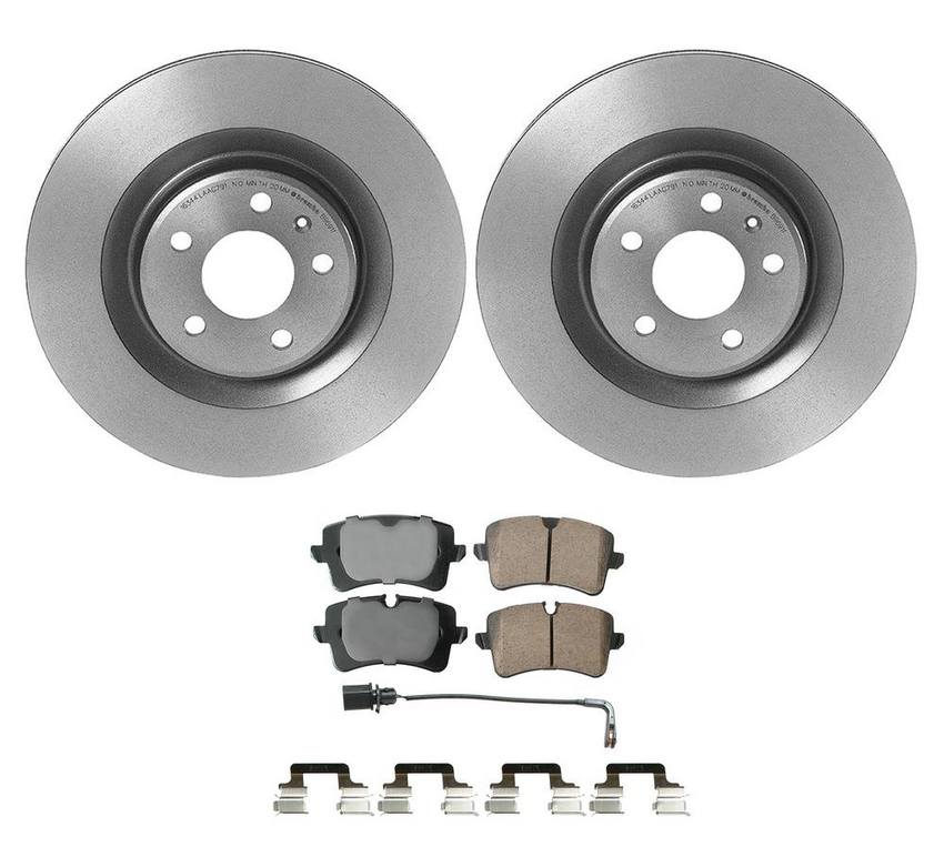 Audi Porsche Disc Brake Pad and Rotor Kit - Rear (330mm) (Ceramic) (EURO) 8W0615601E - Akebono Euro Ultra-Premium 4122302KIT